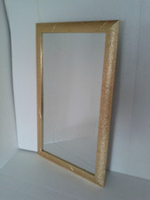 SPECCHIERA CAMERA LETTO SPECCHIO A PARETE  A muro CORNICE  GLITTER LEGNO ORO