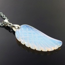 Collana ciondolo ala vera pietra di luna naturale con GARANZIA argento 925 NUOVA