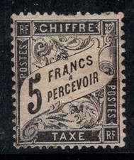 France 1881 Yv. 24 Neuf * MH 40% 5 Fr blanc timbre-taxe