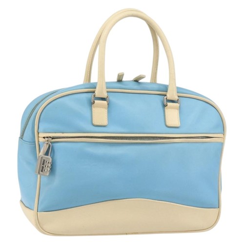 Borsa mano miu - pelle, blu