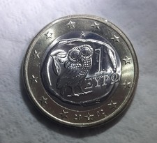 Moneta 1 Euro Grecia Gufo 2002 Eypo con la S nella stella Zecca Finlandia FDC