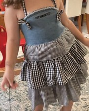 Vestito Elegante Bimba Twinset Motivo A Quadretti Black&white e jeans