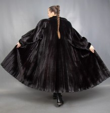 7483 SPLENDIDO CAPPOTTO VERO VISONE PELLICCIA SWINGER PELLICCIA EXTRA LUNGA BELLISSIMO LOOK TAGLIA M