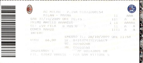 Biglietto stadio milan - biglietto,