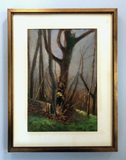 QUADRO OLIO Nino Belotti PAESAGGIO CAMPESTRE AUTUNNALE DETTAGLIO ALBERO '900