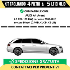 Tagliando per AUDI A4 Avant 2.0 TDI 100 kw Diesel 2008-2015 - 5 Lt di olio + ...