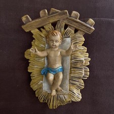 Statuina Presepe Bambin Gesù con Letto di Paglia