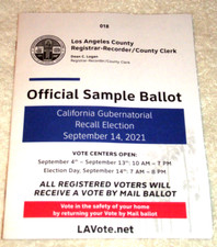 California Governor Gavin Newsom 14/09/2021 Richiamo Campione Scheda Libretto Sp Elect