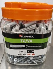 BOX KIT 200 Pz. TASSELLO TASSELLI in NYLON T6/VA con VITE 8x40mm