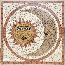 Rosoni 66CM rosone mosaico in marmo SOLE LUNA su rete diametro 66 cm MULTICOLOR