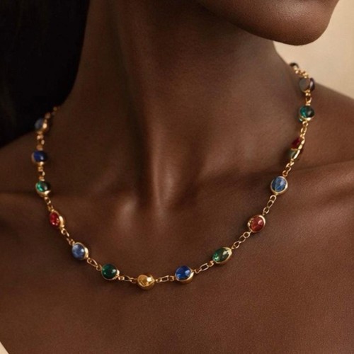 Collana girocollo con - , pietre