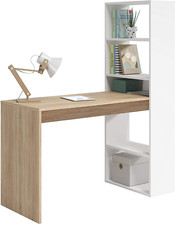 SCRIVANIA CON LIBRERIA INTEGRATA REVERSIBILE BIANCO ROVERE UFFICIO STUDIO CAMERA