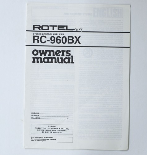Originale rotel 960bx - originale,
