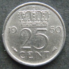Olanda, 25 centesimi 1950