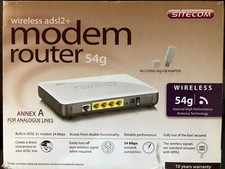MODEM ROUTER WIRELESS ADSL 2+ SITECOM 54g WPA2 802.11 B/G + chiavetta USB WIFI