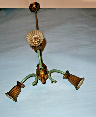 Antico lampadario ottone ferro