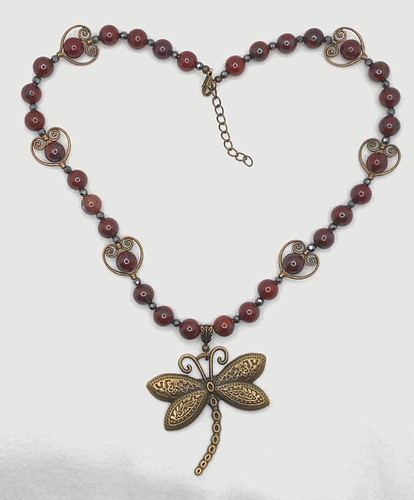 Collana libellula diaspro - collana, libellula,