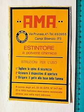 ADESIVO A.M.A. CAMPI BISENZIO ESTINTORE A POLVERE VINTAGE ANNI 80 OLD STICKER