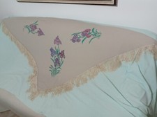 Hand Painted Wool Crepe Shawl.