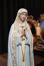 Statua Madonna di Fatima 13,8" dipinta a mano Vergine Maria regali cattolici decorazione