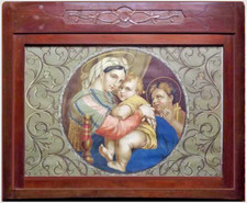 Rara antica grande89x73 cromolitografia iniz900 Madonna della seggiola Raffaello