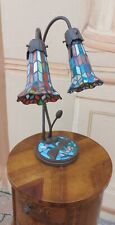 Lampada da tavolo stile Tiffany a due luci, vetri colorati, applique, Murano