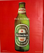 Pubblicità Stampa Birra Heineken 1999 10"x12" Deck Il Frigo