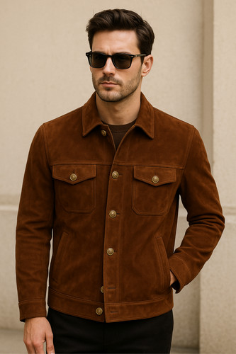 Giacca scamosciata marrone - , da