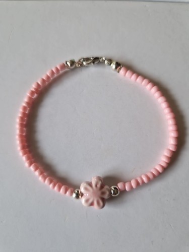Bracciale rosa perline con - rosa,