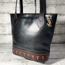 Borsa a tracolla Yves Saint Laurent in pelle nera arancione con ferramenta oro Francia