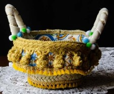 Coffa " A cufinedda"  cestino artigianale siciliano ornato e cucito a mano