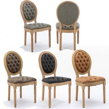 Set 2 sedie da pranzo antiche stile francese struttura legno sedia imbottita pelle