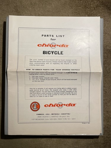 Lista ricambi bici epoca - lista, d'epoca