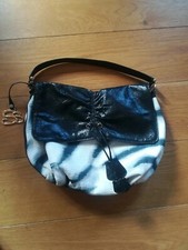 BORSA ERMANNO SCERVINO animalier  zebrata  a spalla, pelle e tessuto bianco nero