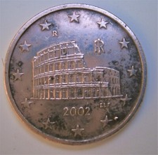 EURO ERRORI ITALIA 5 CENTESIMI 2002 CON ECCESSI DI MATERIALE RARITA'