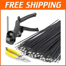 150 Pezzi Fascette a Cerniera in Metallo Nero 11,8" con Attrezzi