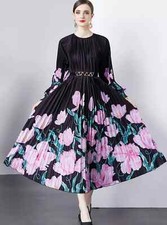 Vestito Abito Lungo Elegante Boho Chic Colorato Nero Morbido GIPSY 96293