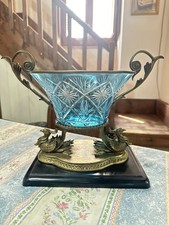 Antica Alzatine Centro Tavola In Bronzo E Cristallo