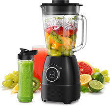 Frullatore, 1500W Elettrico Frullatore Smoothie Con Caraffa in Vetro Da 1,5L E B