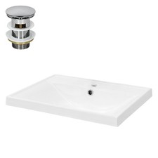 Lavabo in ceramica da incasso bianco lavello con set di scarico cromo 51x41,5 cm