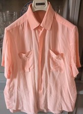 Camicia Maniche Corte Con Taschino Seta Pura100%  Rosa 
