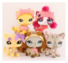 5 pezzi LPS gatto giocattolo pelo corto gatto playset figura animale domestico per ragazza mini casa delle bambole regalo