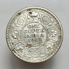 INDIA -AG/ 1 ONE RUPEE 1919