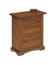 COMODINO ARTE POVERA IN LEGNO 3 CASSETTI TINTA NOCE 60X35X70 (78).