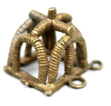 Arte Africano - Antico Pesi Akan Baule - Goldweight - Gabbia Uccelli - 3,6 CMS