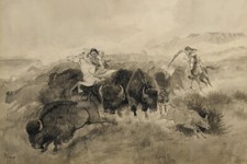 Indian Buffalo Hunt di Charles M Russell Western Giclée stampa artistica + spedizione gratuita