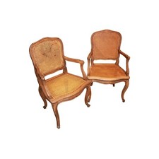 Coppie di Poltrone Provenzali del 1800 con seduta e schienale Impagliati