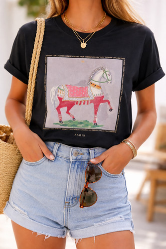 Shirt cavallo stampa parigi - t-shirt,