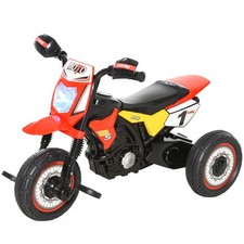 HOMCOM Triciclo Stile Moto per Bambini a Pedali Luci e Suoni 71x40x51cm Rosso