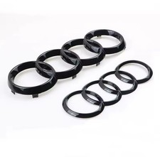 LOGO ANTERIORE E POSTERIORE AUDI nero lucido A1 A3 A4 A5 A6 A7 Q5 STEMMA ANELLI